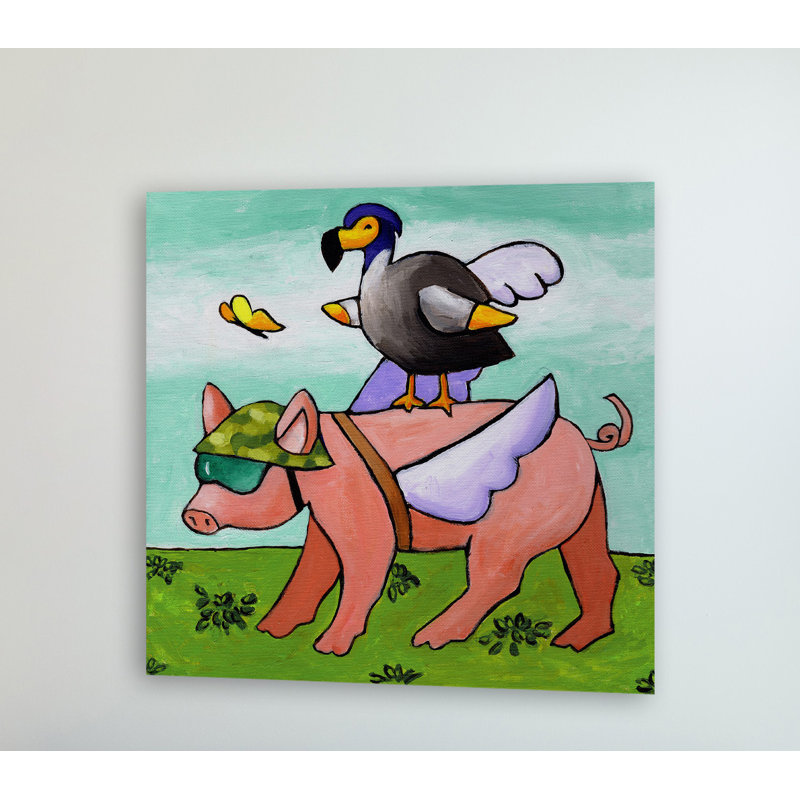 «Uh Oh No Go Dodo» par Janet Nelson, reproduction sur toile tendue, H 24 po x l 24 po x P 1,5 po