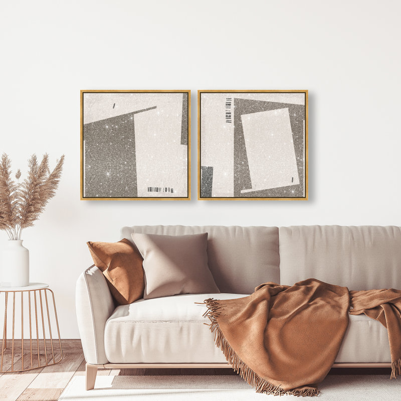 Structural Set Set by Oliver Gal, 25"H x 25"W, Gold Floater Frame