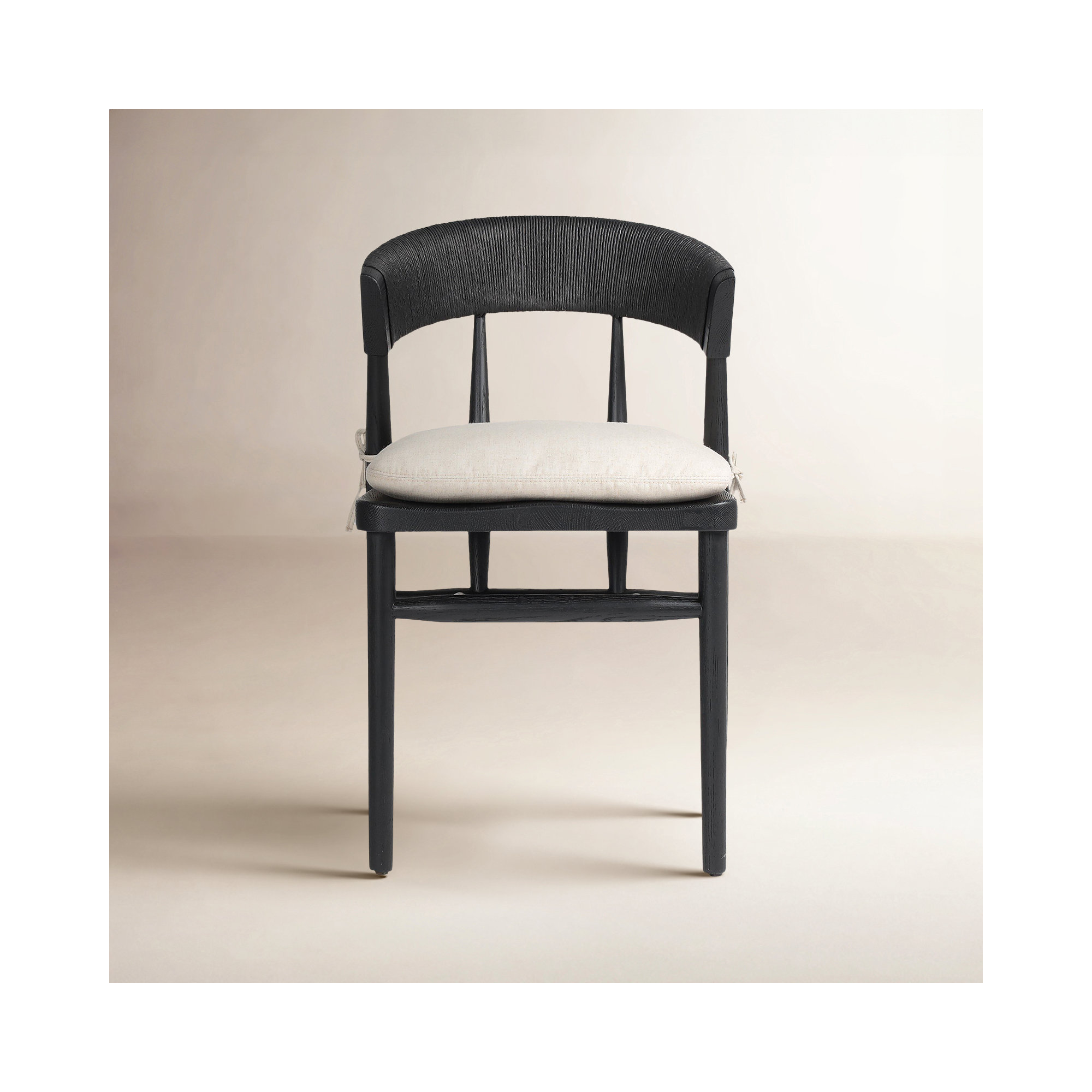 Siofra Dining Chair With Cushion, Black Ash