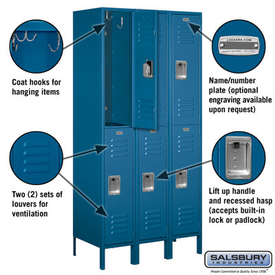 2 - Tier 36 in. Commercial Locker and Employee Locker with Padlock