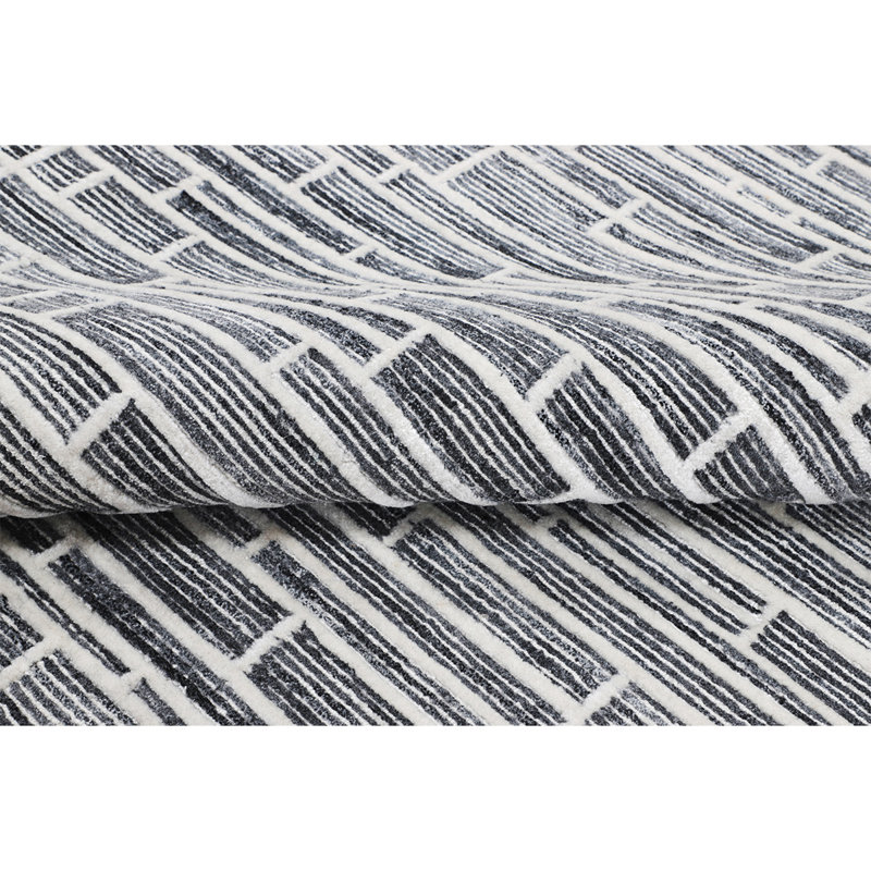 Geometric Area Rug in Ivory/Black, Rectangle 8' x 10'