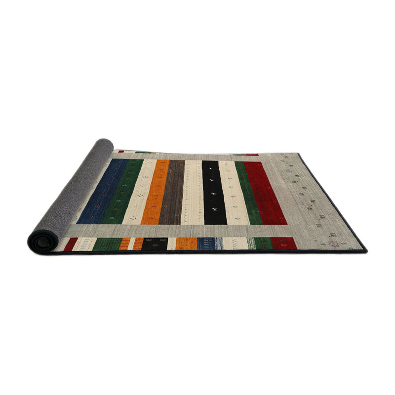 Tapis gris / rouge / vert Madrona, Rond 5 pi