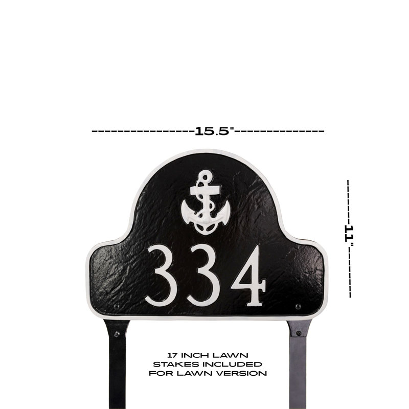 Anchor Arch Address Sign Plaque with Lawn Stakes, Chocolate/Silver