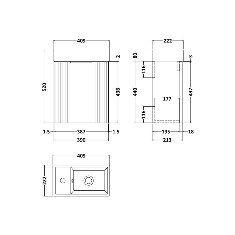 Deco Compact 400mm Single Bathroom Vanity with Drop In Vitreous China Basin, Satin Blue