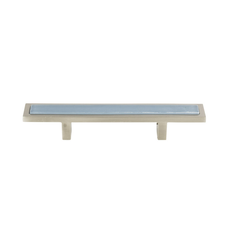 Spa 3" Center to Center Bar Pull, Brushed Nickel/Blue