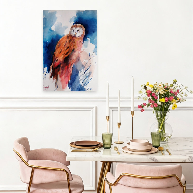 Impression d'art mural majestueux chouette aquarelle, 24" H x 16" W