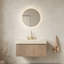 Meuble-lavabo de salle de bain avec comptoir en pierre frittée et vasque en céramique, armoire flottante en contreplaqué, pré-assemblé