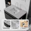 Meuble-lavabo flottant avec comptoir en marbre de culture et lavabo à débordement-651751169