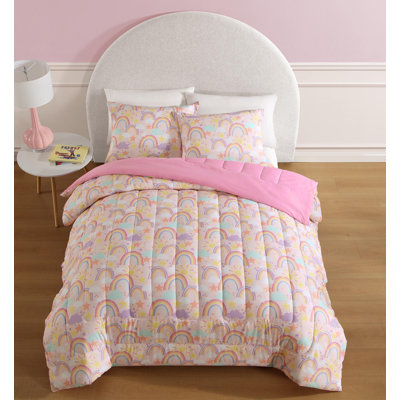 Rainbow Skies Pink 3-Piece Microfiber Comforter Set - Full