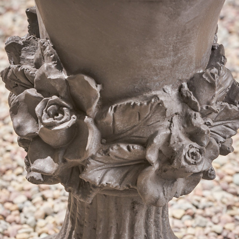 Magnesium Oxide Garden Urn Planter - Antique Gray, 11.86"X11.86"X19.77", For All Weather Conditions, Indoor & Outdoor, Suits Different Plant Types Flowers, Herbs, Succulents, Veggies Gray 11.86 In. X