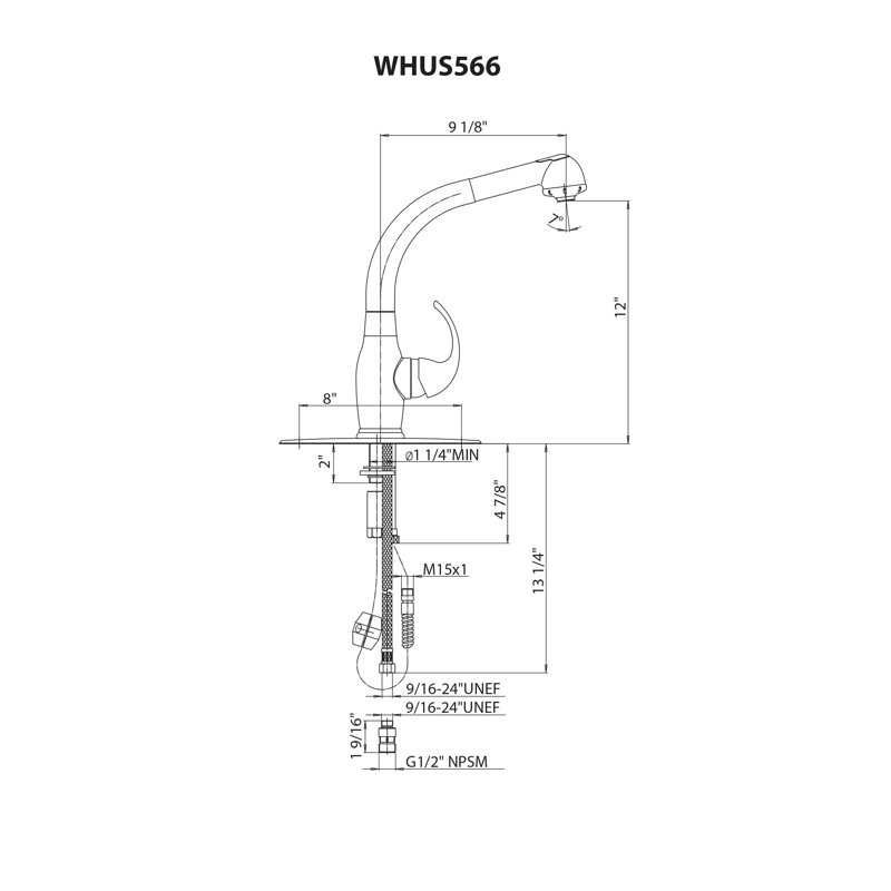 Whitehaus Collection Metrohaus Pull Out Kitchen Faucet, Polished Chrome