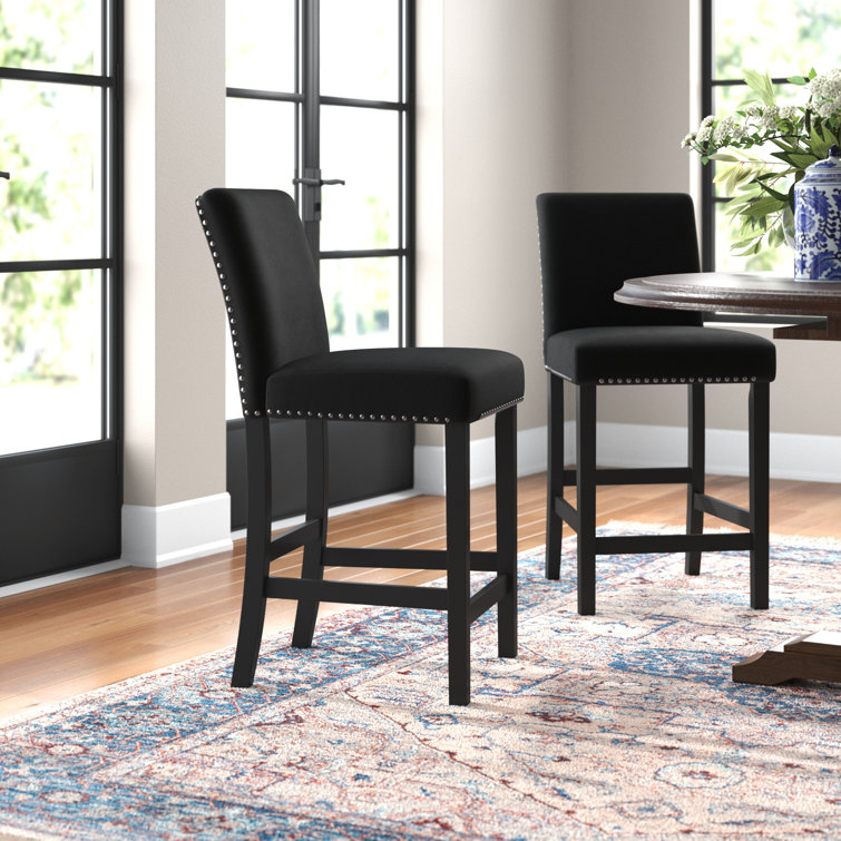 Ebeling Upholstered Counter Stool with Solid Wood Frame