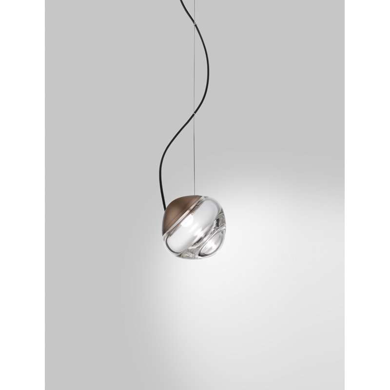 Pure 1 - Light LED Pendant, Crystal Transparent, Matte Bronze, 2700 Kelvins
