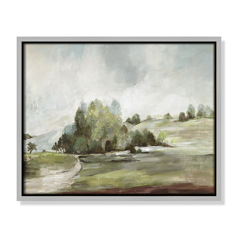 Concorde Green Country Road by Allison Pearce - Floater Frame Print on Canvas, 12.5" H x 15.5" W, Silver