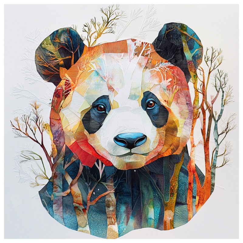 Colorful Panda Illustration Bath Mat, 24in W x 17in L
