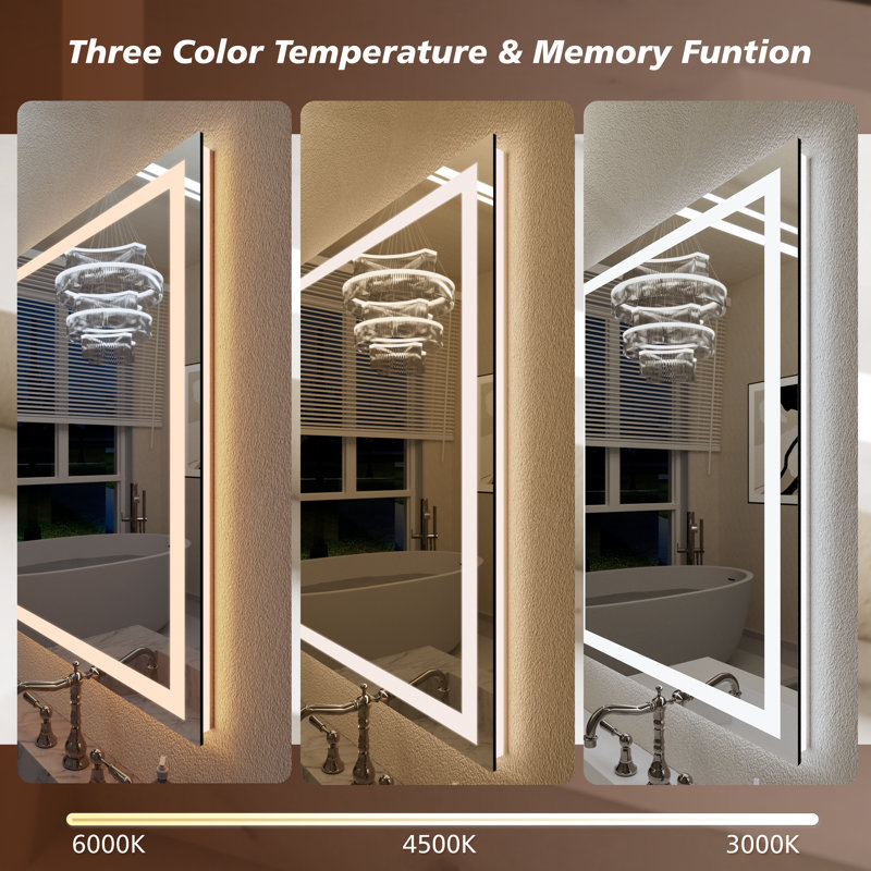 UL Certified Front & Back LED Anti-Fog Tempered Glass Bathroom Vanity Mirror, 40" x 32" 