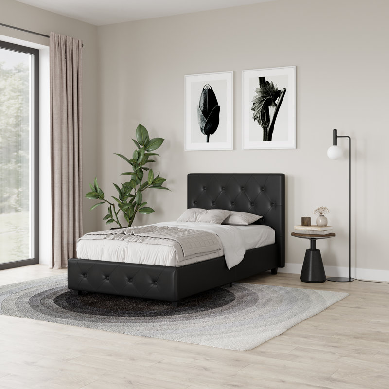 Upholstered Storage Bed, Single (3'), Black