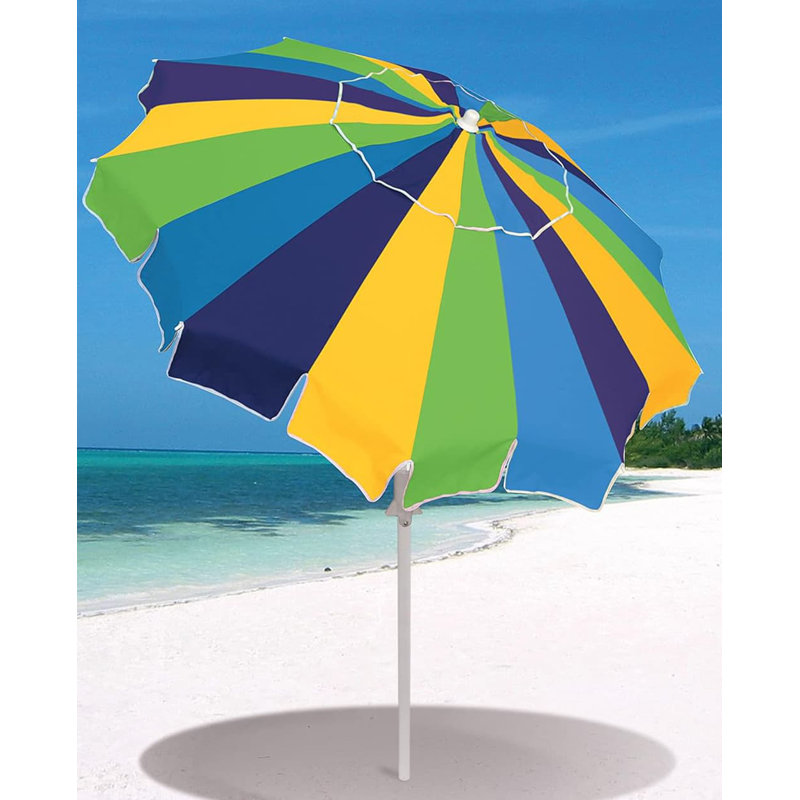 7 ft. Multicolor Beach Umbrella with Sand Anchor and Carry Bag