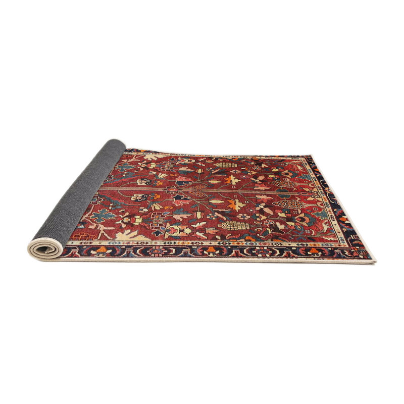 Tapis oriental rouge / bleu foncé / beige, Rond 5 pi