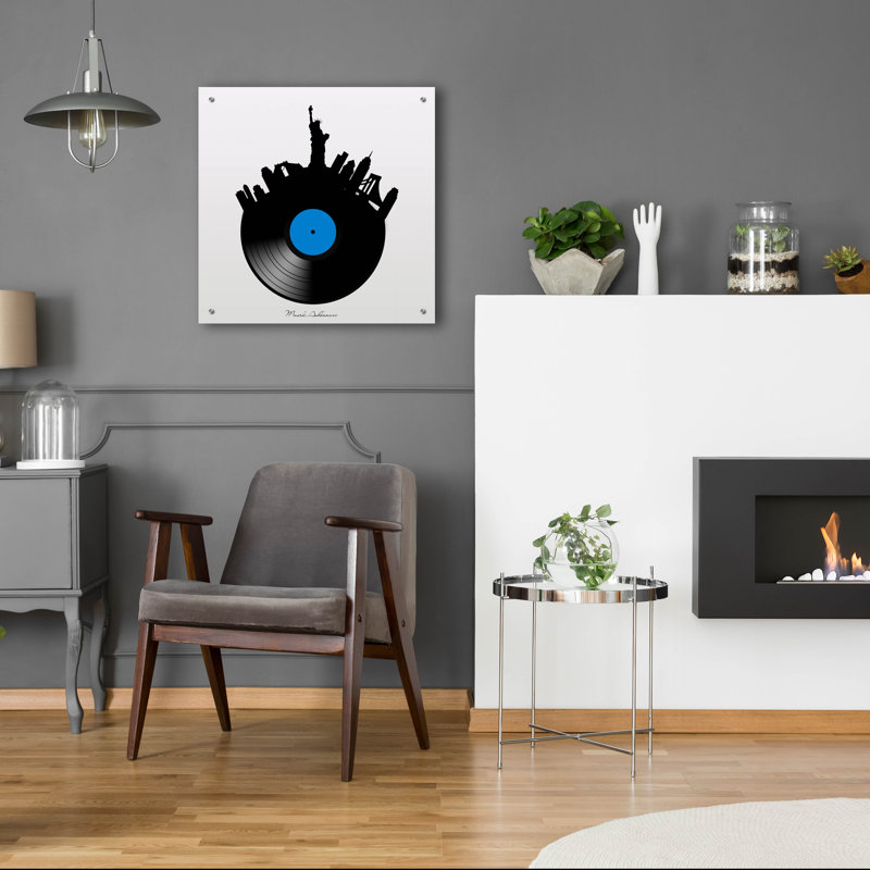 «Nyc Record» par Mark Ashkenazi, art mural en verre acrylique, H 24 po x l 24 po x P 0,2 po