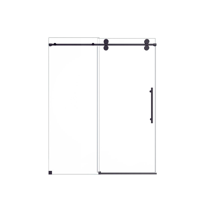 Porte de douche coulissante simple sans cadre de 56 à 60 po x H 72 po - Verre trempé transparent de 5/16 po (8 mm), conception à dérivation