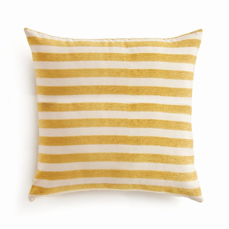 Striped Indoor/Outdoor Reversible Throw Pillow, Square 24", Goldenrod/Cream