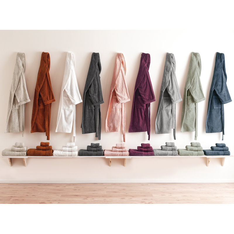 Peignoir mi-mollet en coton avec poches Labarbera, G / TG, Mauve