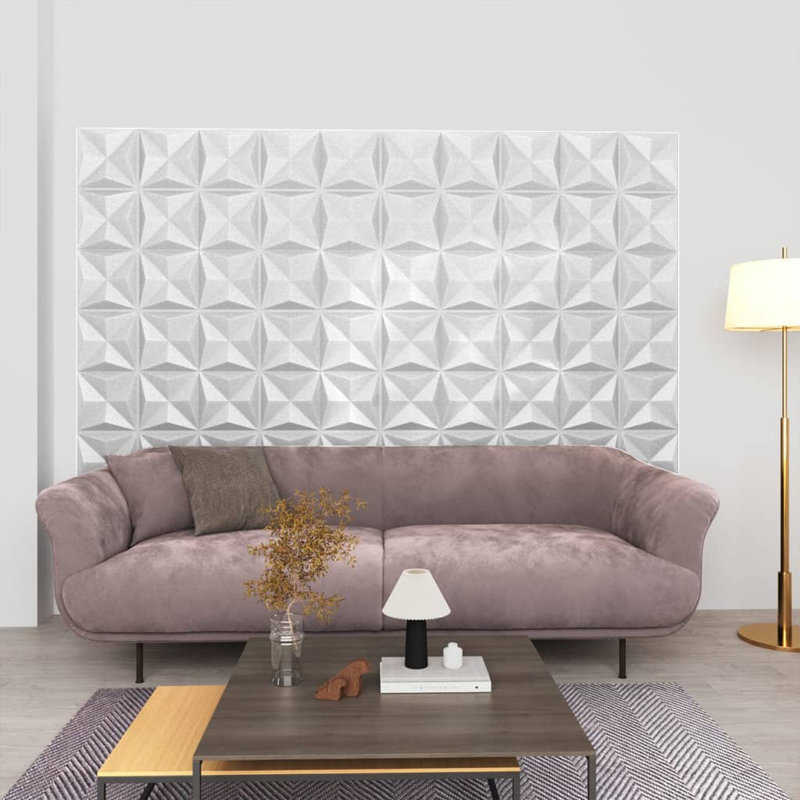 Origami White 3D Textured Wall Panels, 19.7" x 19.7"