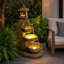 Fontaine d'extérieur à plusieurs niveaux avec lumières DEL chaudes, fontaine de patio en résine résistante aux intempéries-1669028986