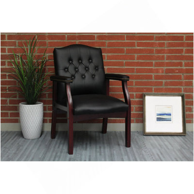 Fauteuil d'invité de réception en cuir avec siège et accoudoirs rembourrés Fauteuil de direction ergonomique à dossier moyen pour salle d'attente de réunion