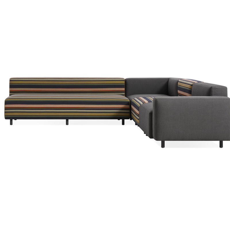 Canapé modulaire d'extérieur en forme de L 9 verges, Charbon Sunbrella®, Droite