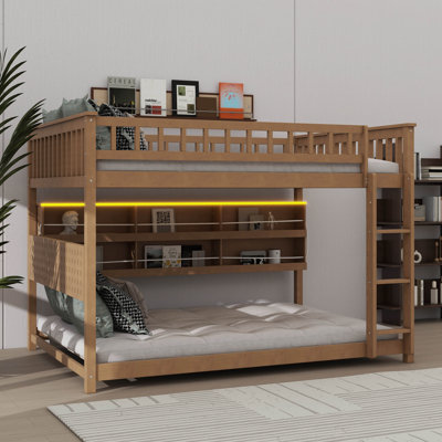 Lit superposé avec tablettes intégrées, lumières personnalisables et panneau ventilé