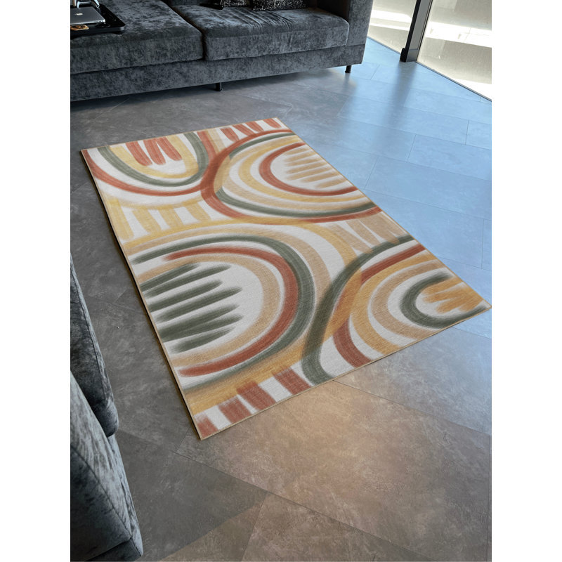 Tapis décoratif moderne multicolore à rayures pastel, Tapis de couloir 3 pi 3,37 po x 6 pi 6,74 po