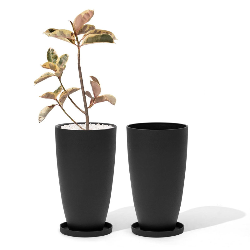 Staebell Tapered Planter, Black, 20" H x 11.5" W x 11.5" D