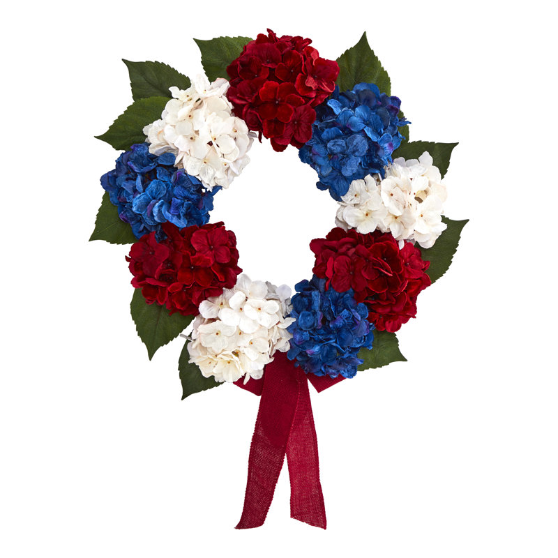 Faux Hydrangea Polyester 24'' Wreath