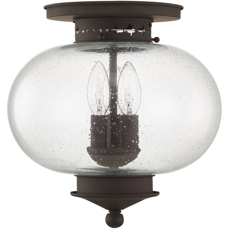 Piketon Glass Semi Flush Mount, Bronze