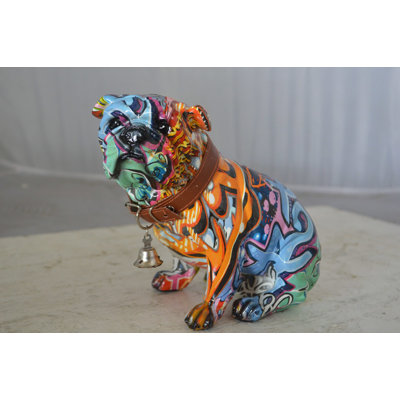 Agbogla Graffiti Bulldog made of resin Statue - Size: 8"L x 4"W x 7"H.