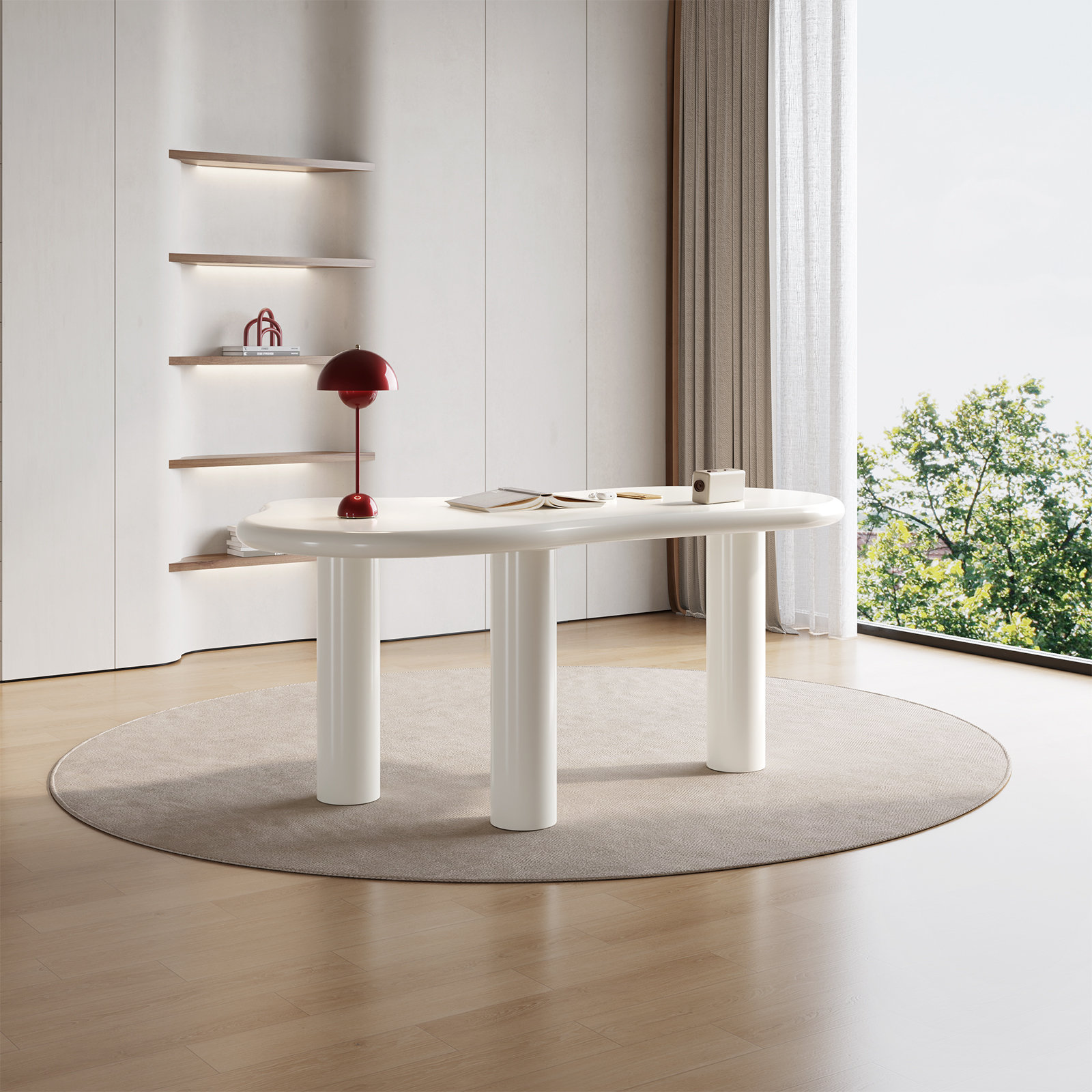 Latitude Run Dining Room Table, Irregular Dining Table, White Dining ...