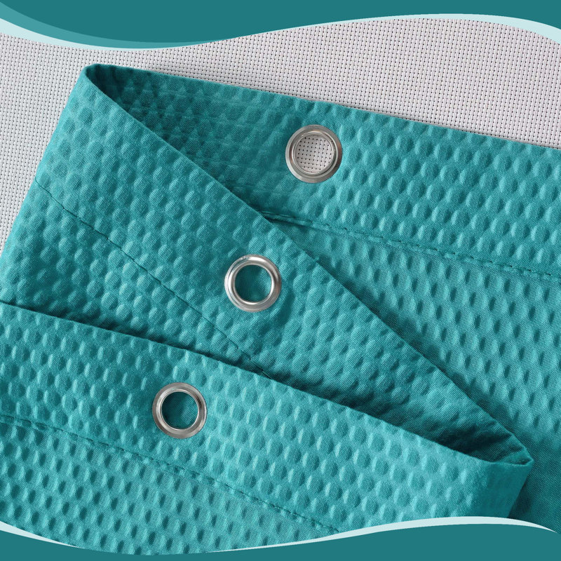 Rideau de douche doux et léger en tissu uni gaufré, Turquoise