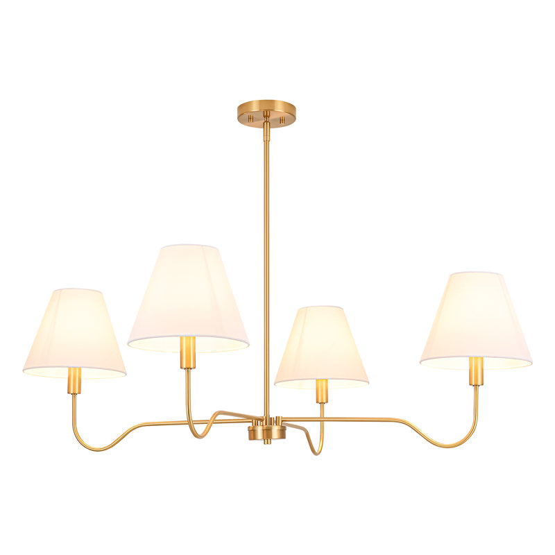 Lustre moderne 4 lumières 42,5 "à intensité variable avec abat-jour en lin conique