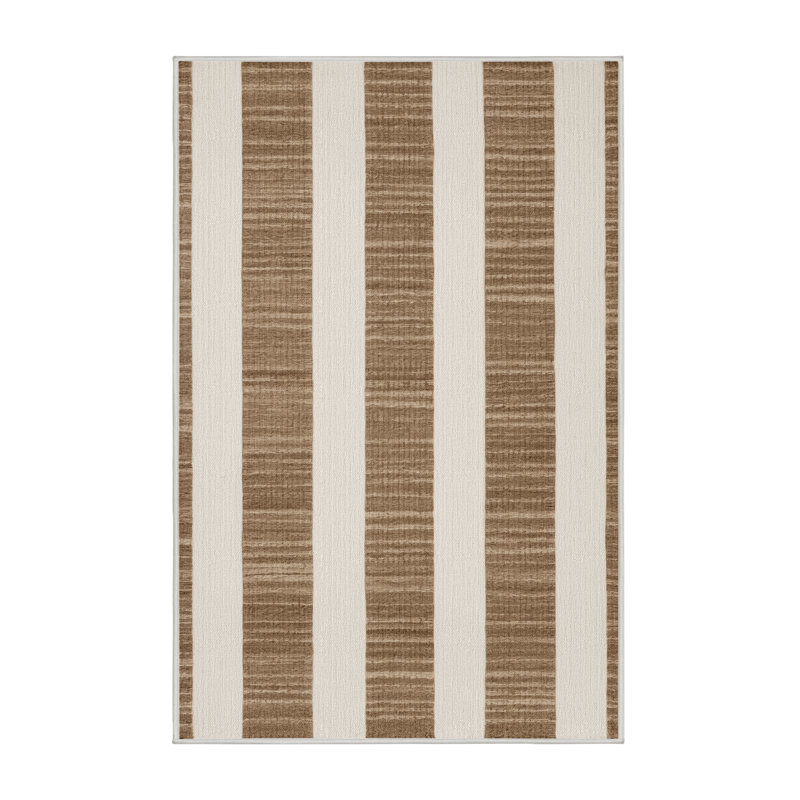 Tapis beige à carreaux lavable à la machine, Rectangulaire 8 pi x 12 pi