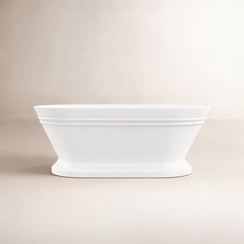 59" x 30" Freestanding Soaking Acrylic Bathtub, Pure White
