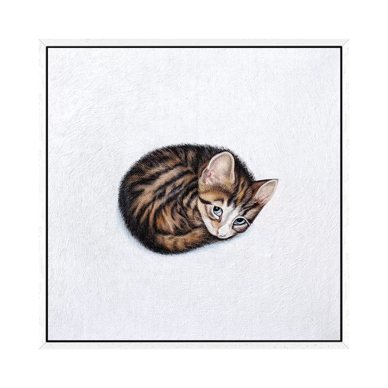 Kitkat by Vicky Mount - Painting on Canvas, White Framed, 45.72 cm H x 45.72 cm W