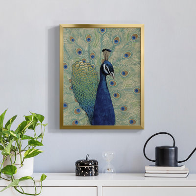 «Blue Peacock I» - Toile avec cadre de qualité supérieure - Prêt à être accroché