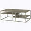 Table basse rectangulaire avec plateau en bois manufacturé et tablette