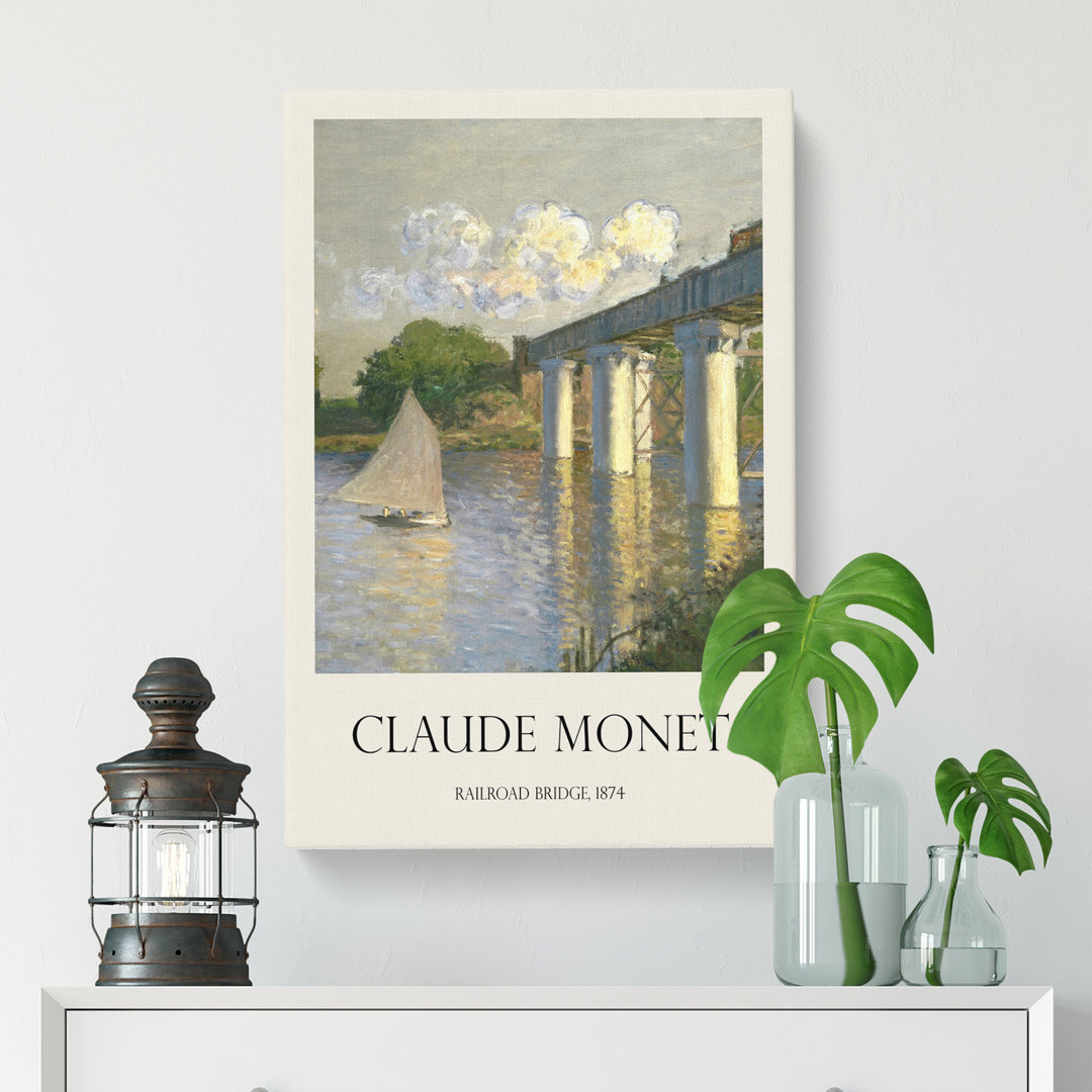 Railroad Bridge, Argenteuil by Claude Monet - Wrapped Canvas Painting