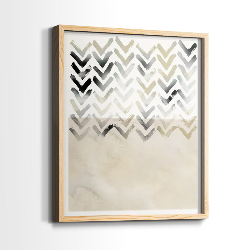 «Neutral Chevron», reproduction encadrée - bois massif, Naturel, H 30 po x l 24 po