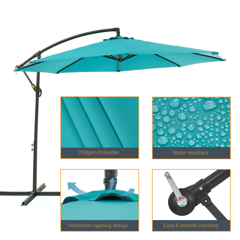 10' Offset Patio Umbrella, Lake Blue