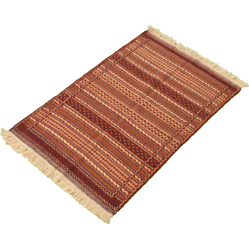 Tapis rouge foncé en laine fabriqué à la main Fosdick