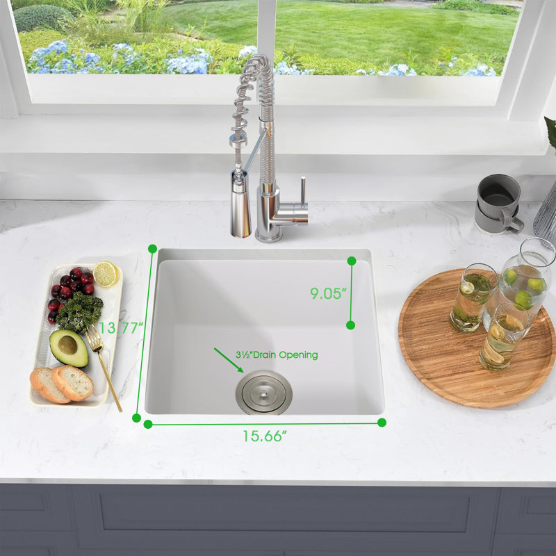 18.1'' L Single Bowl Quartz Kitchen Sink